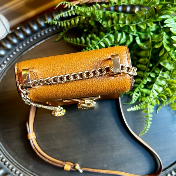 DKNY Tan Leather Crossbody with Gold Accents - Picture 4 of 13